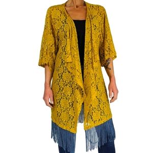 LulaRoe Lace And Fringe Kimono Cover Up  Size Large